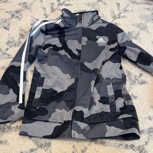 Adidas Kids Camouflage Zip Up - Black, Gray, and White